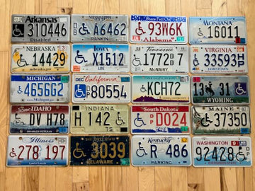 20 Craft Condition Disabled License Plates from 20 Different States