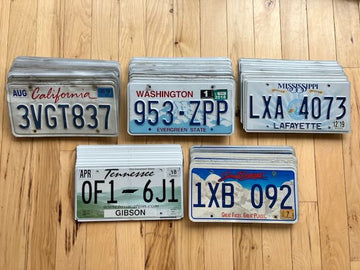Set of 50 Wholesale License Plates from 5 Different States - 10 of Each State