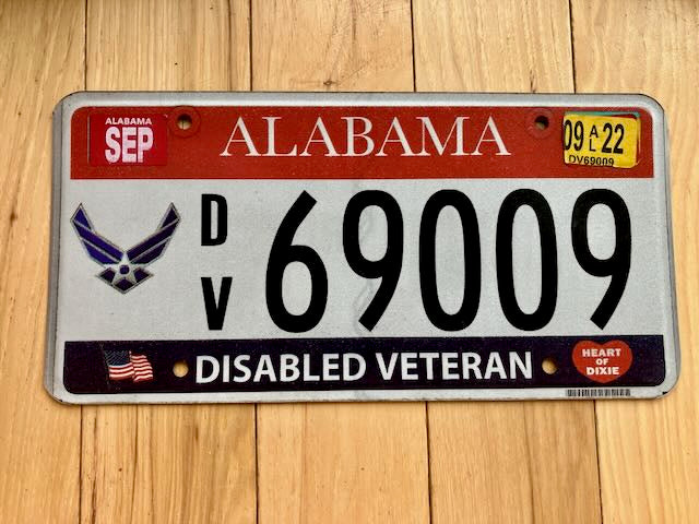 2022 Alabama Air Force Disabled Veteran License Plate
