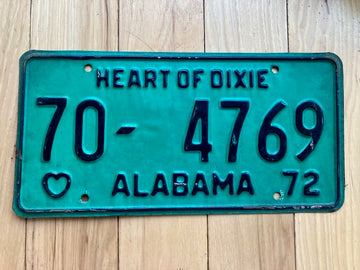 1972 Alabama Replacement License Plate