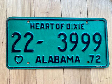 1972 Alabama Coosa County License Plate
