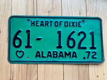 1972 Alabama Talledega County License Plate