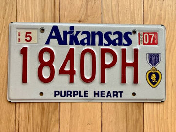 2007 Arkansas Purple Heart Veteran License Plate