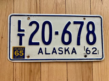 1962 Alaska Light Truck License Plate W/1965 Tab