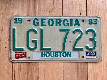 1983 Georgia Houston County License Plate W/85 and 86 tabs