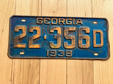 1938 Georgia License Plate
