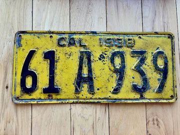 1938 California License Plate