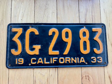 1933 California License Plate