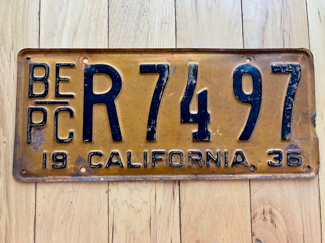 1936 California License Plate