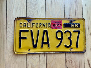 1956 California License Plate W/1957 Tab