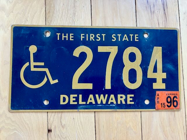 1996 Delaware Handicap License Plate