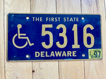 1997 Delaware Handicap License Plate