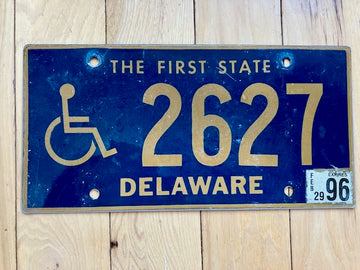 1996 Delaware Handicap License Plate