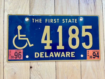 1994 Delaware Handicap License Plate
