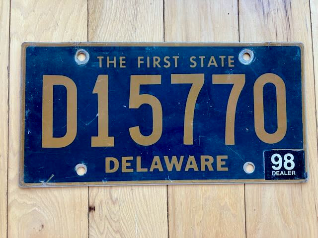 1998 Delaware Dealer License Plate