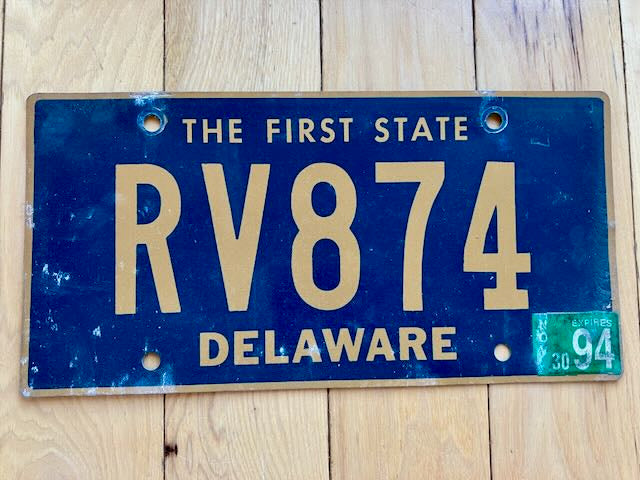1994 Delaware RV License Plate