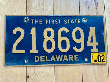 2002 Delaware Riveted License Plate