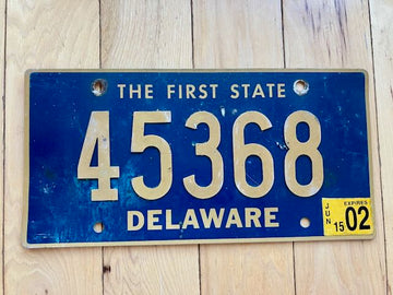2002 Delaware Riveted License Plate