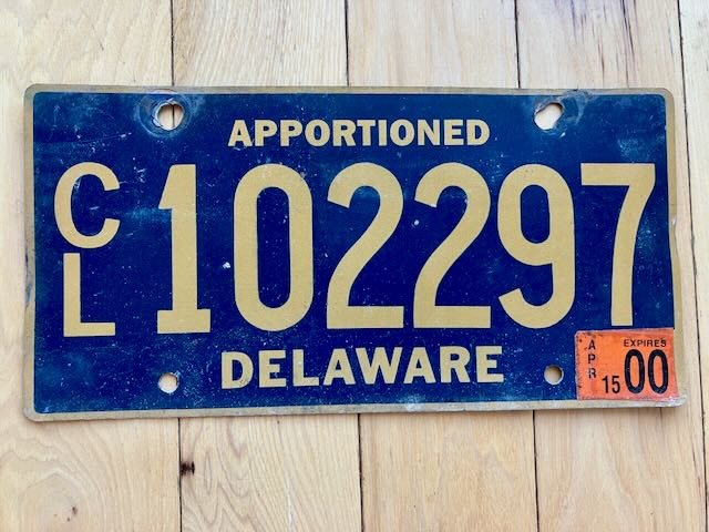 2000 Delaware Apportioned License Plate
