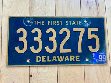 1999 Delaware Riveted License Plate