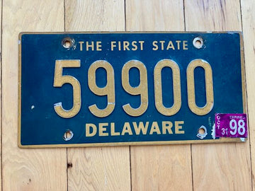 1998 Delaware Riveted License Plate