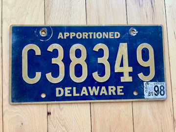 1998 Delaware Riveted Apportioned License Plate