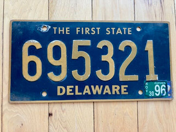 1996 Delaware Riveted License Plate