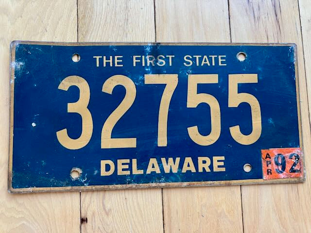 1992 Delaware License Plate