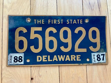 1987 Delaware License Plate W 1988 Tabs