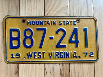 1972 West Virginia License Plate