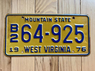 1976 West Virginia License Plate