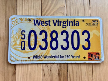 2013 West Virginia License Plate