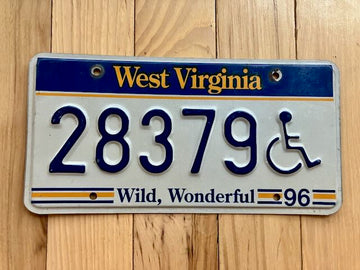 1996 West Virginia Handicap License Plate
