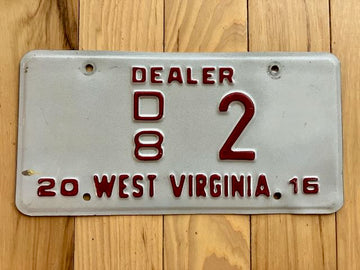 2016 West Virginia Dealer License Plate