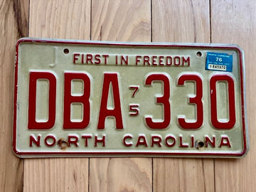 1975 North Carolina License Plate