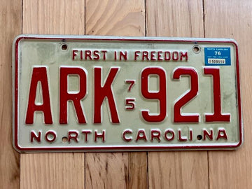 1976 North Carolina License Plate