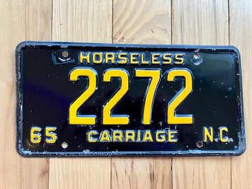 1965 North Carolina Horseless Carriage License Plate