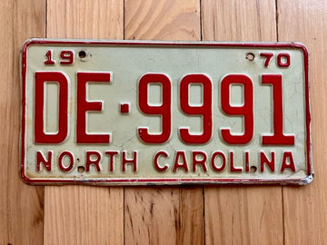 1970 North Carolina License Plate