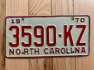 1970 North Carolina License Plate
