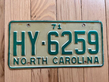 1971 North Carolina License Plate