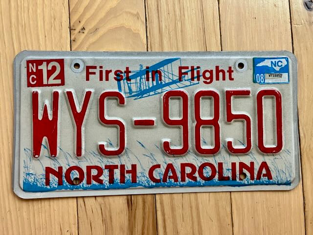 2008 North Carolina License Plate