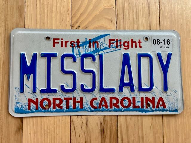 North Carolina Vanity License Plate - MISSLADY