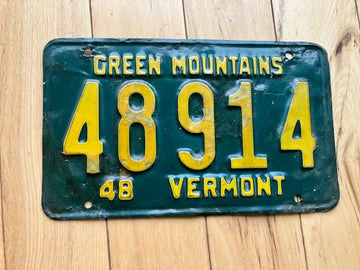 1948 Vermont License Plate - Some Touch Up Paint Done