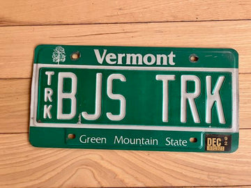 1992 Vermont Vanity License Plate - BJS TRK
