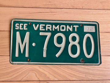 1972 Vermont License Plate