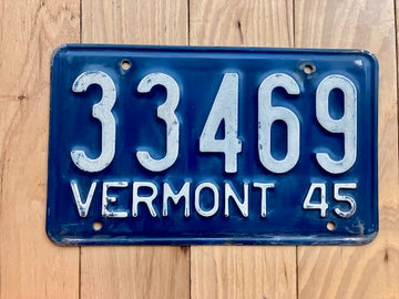 1945 Vermont License Plate