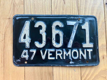 1947 Vermont License Plate