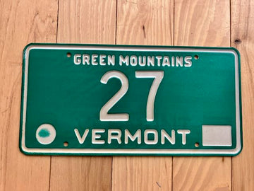 1977 to 1981 Vermont License Plate - Low Number