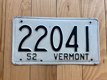 1952 Vermont License Plate