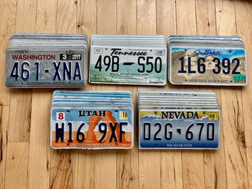 Wholesale Lot of 50 License Plates from 5 Different States - 10 of Each State